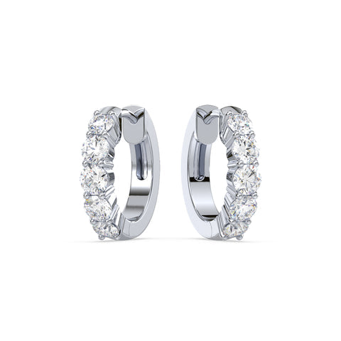 Radiant Five-Stone Diamond Hoop Earrings