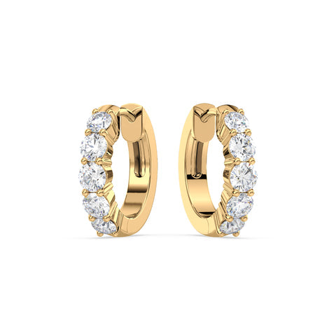 Radiant Five-Stone Diamond Hoop Earrings