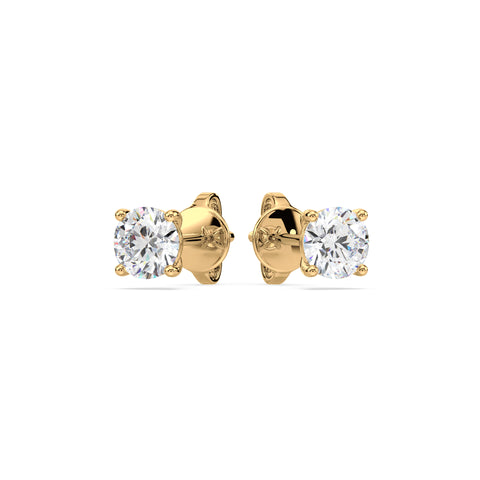 Elegant Two-Tone Solitaire Diamond Studs