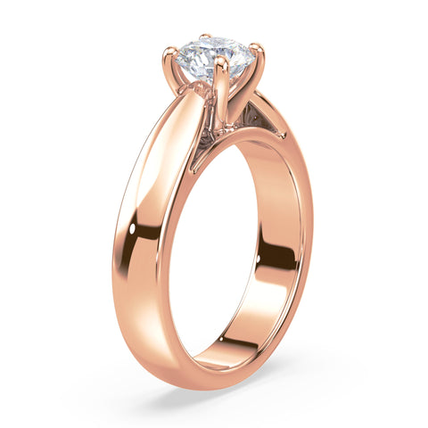 Contemporary Rose Gold Solitaire Diamond Ring