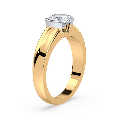 Bold Two-Tone Solitaire Diamond Ring