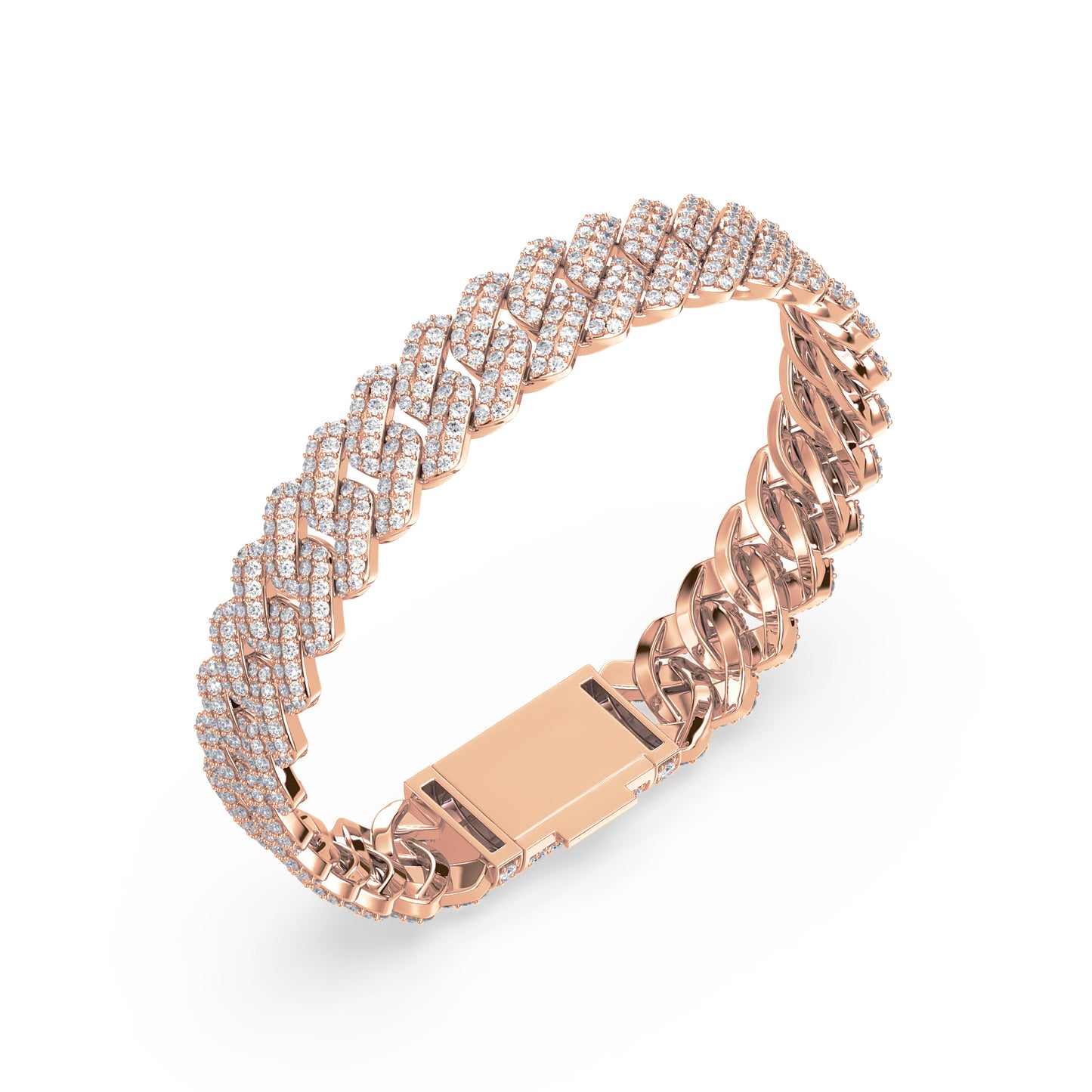 Exquisite Diamond-Encrusted Cuban Bracelet