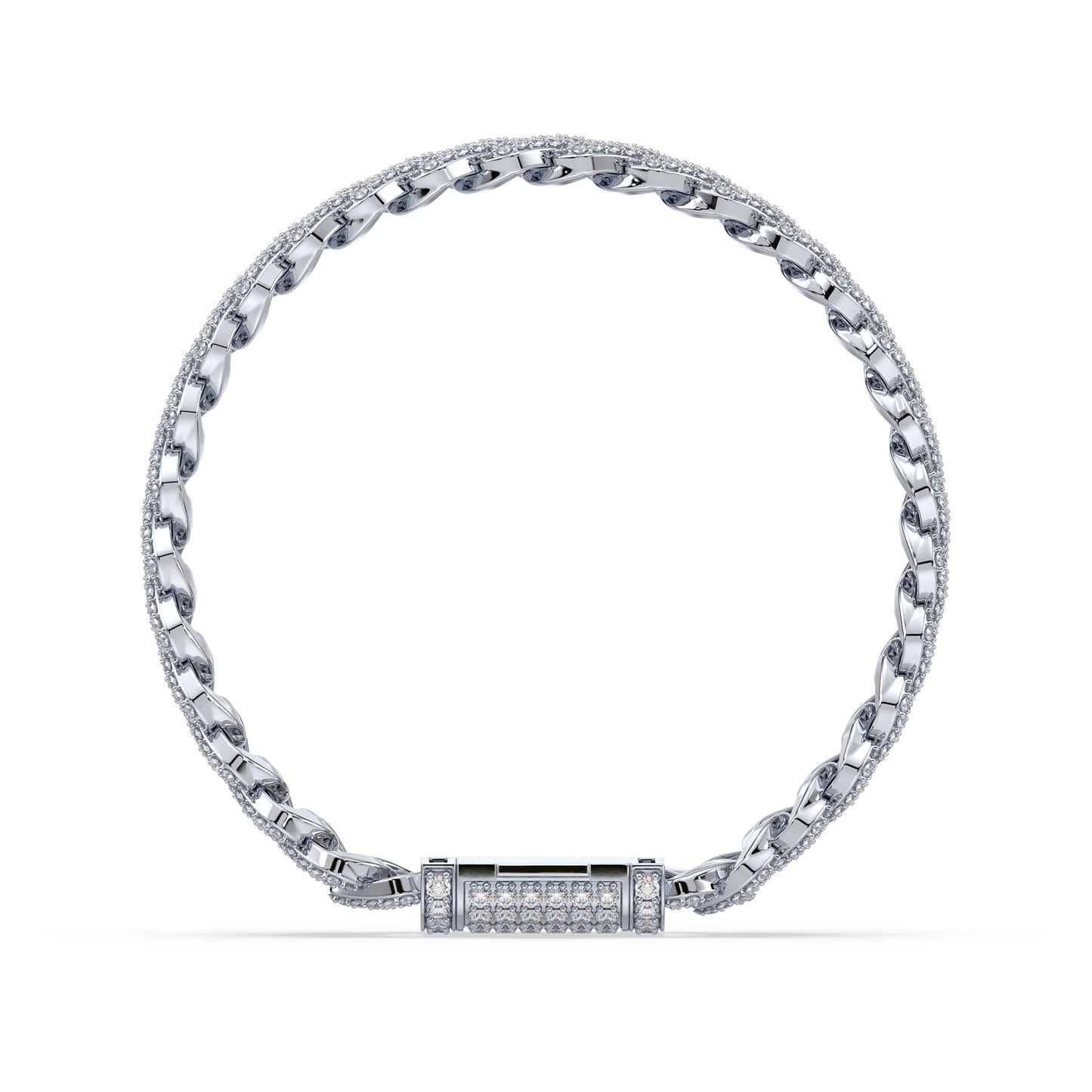 Exquisite Diamond-Encrusted Cuban Bracelet