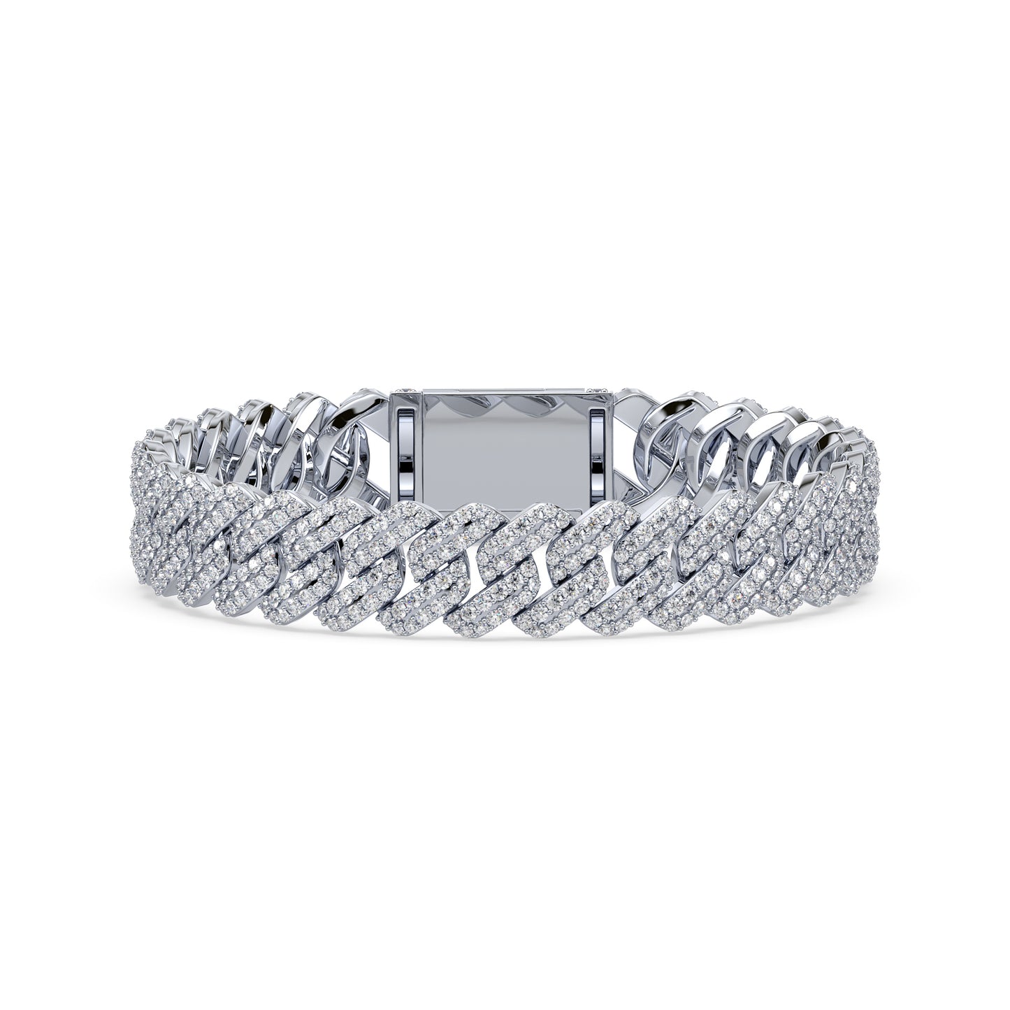 Exquisite Diamond-Encrusted Cuban Bracelet