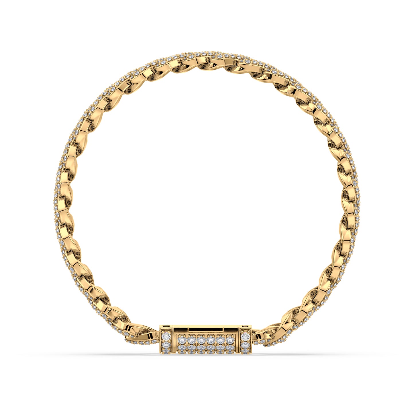 Exquisite Diamond-Encrusted Cuban Bracelet