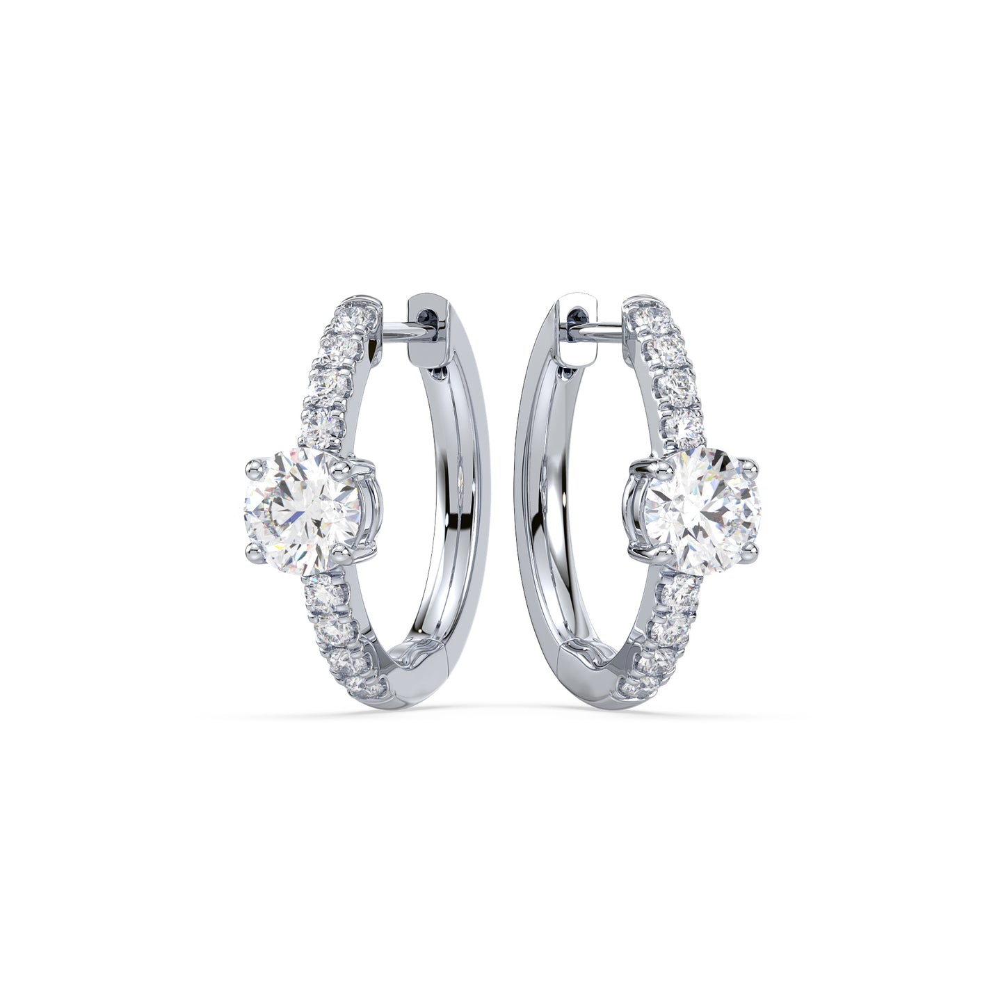 Radiant Pave-Set Diamond Hoop Earrings