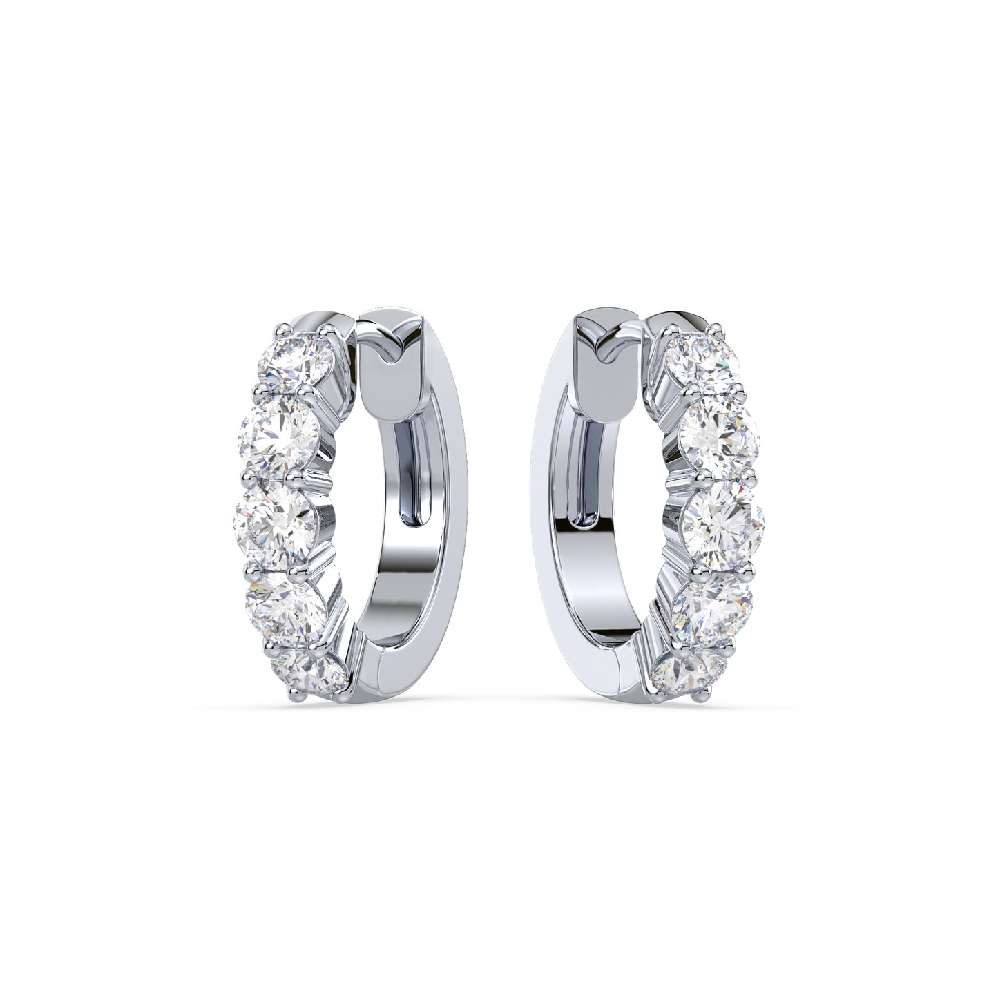 Radiant Five-Stone Diamond Hoop Earrings