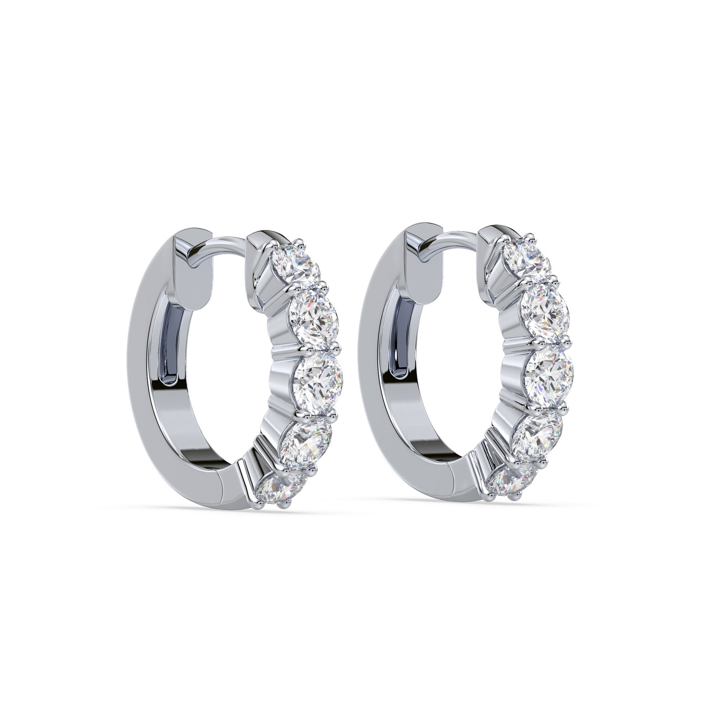 Radiant Five-Stone Diamond Hoop Earrings