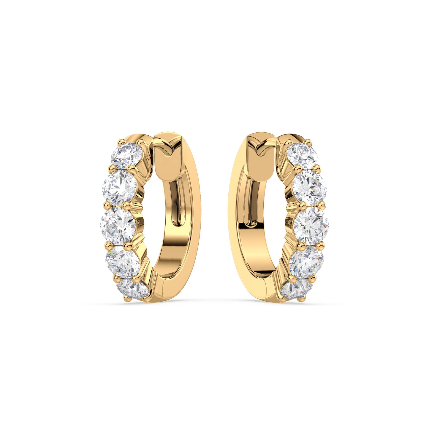 Radiant Five-Stone Diamond Hoop Earrings