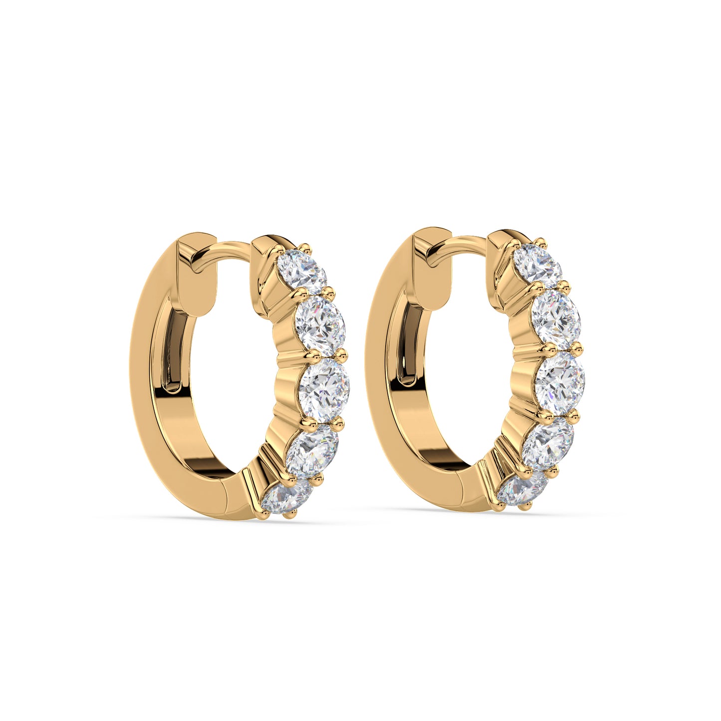 Radiant Five-Stone Diamond Hoop Earrings