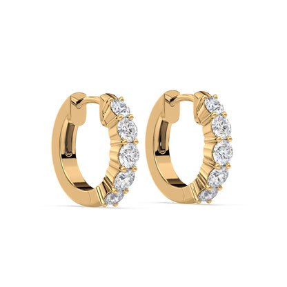 Radiant Five-Stone Diamond Hoop Earrings