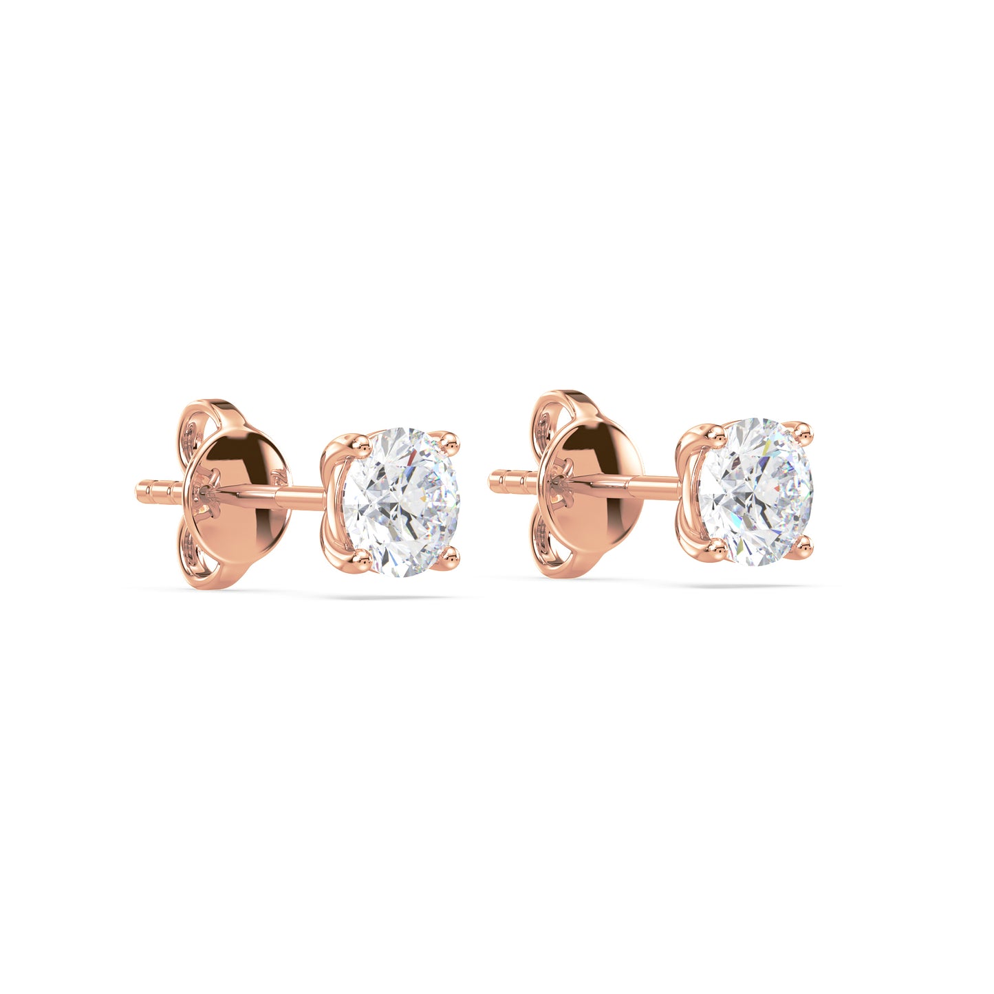Elegant Two-Tone Solitaire Diamond Studs