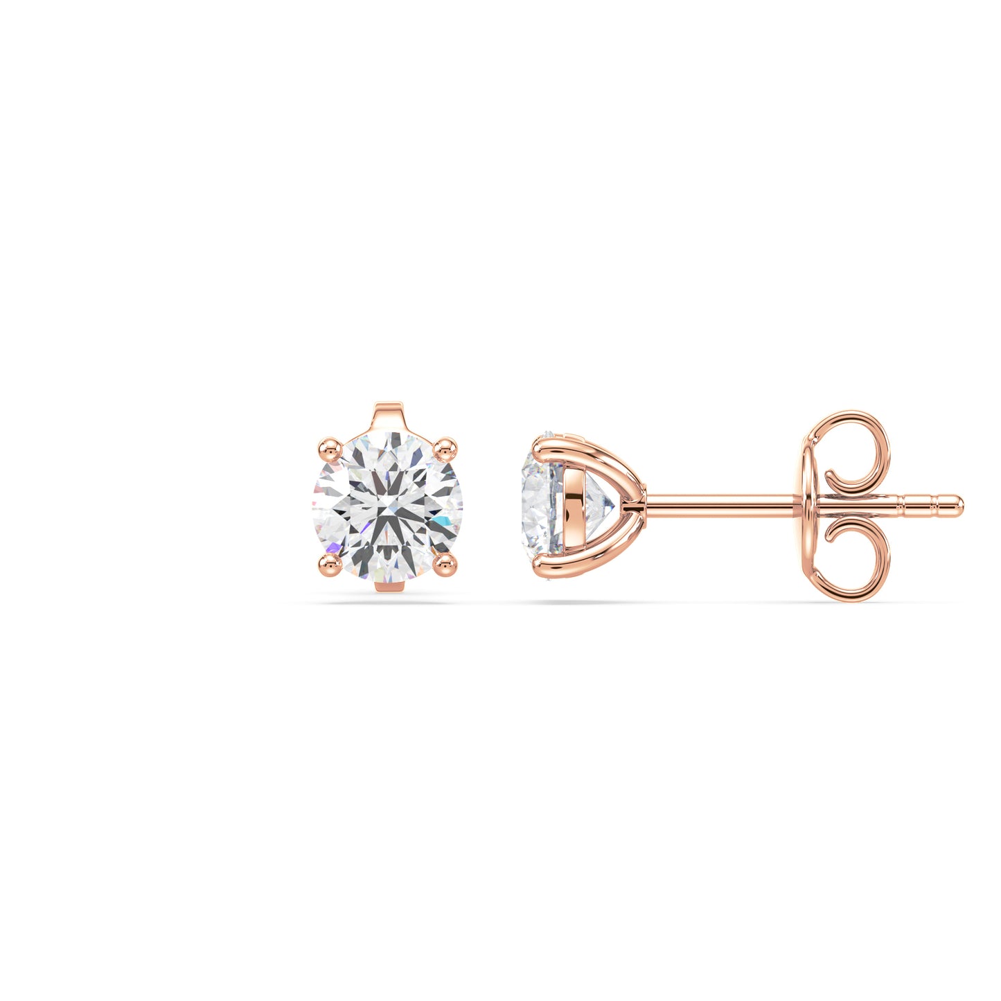 Elegant Two-Tone Solitaire Diamond Studs