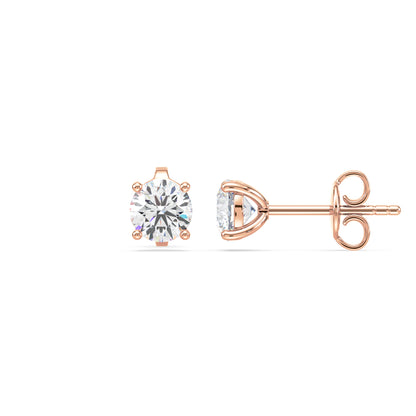 Elegant Two-Tone Solitaire Diamond Studs