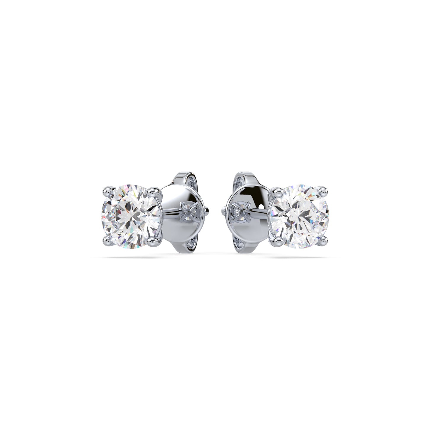Elegant Two-Tone Solitaire Diamond Studs