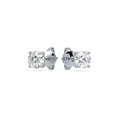 Elegant Two-Tone Solitaire Diamond Studs