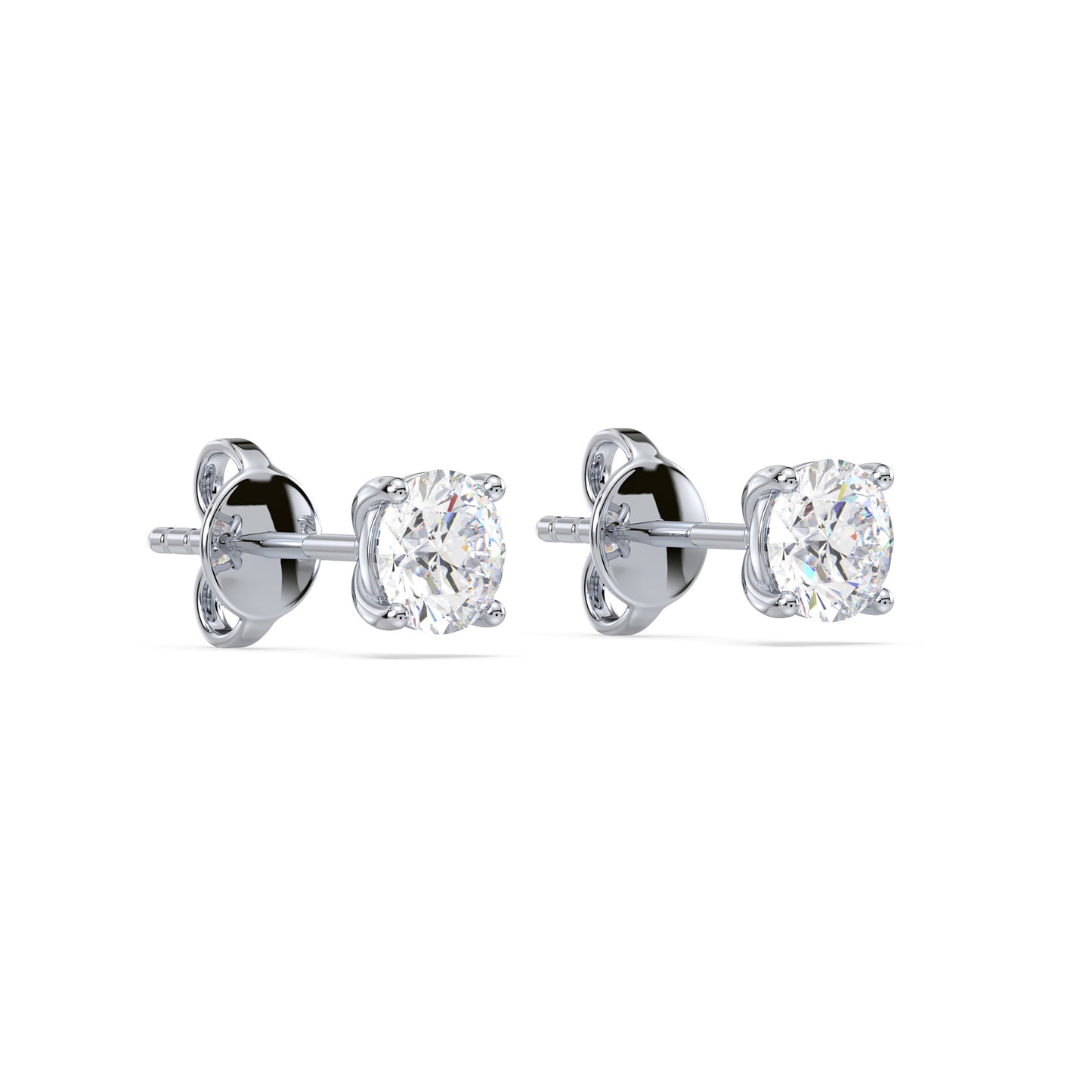 Elegant Two-Tone Solitaire Diamond Studs