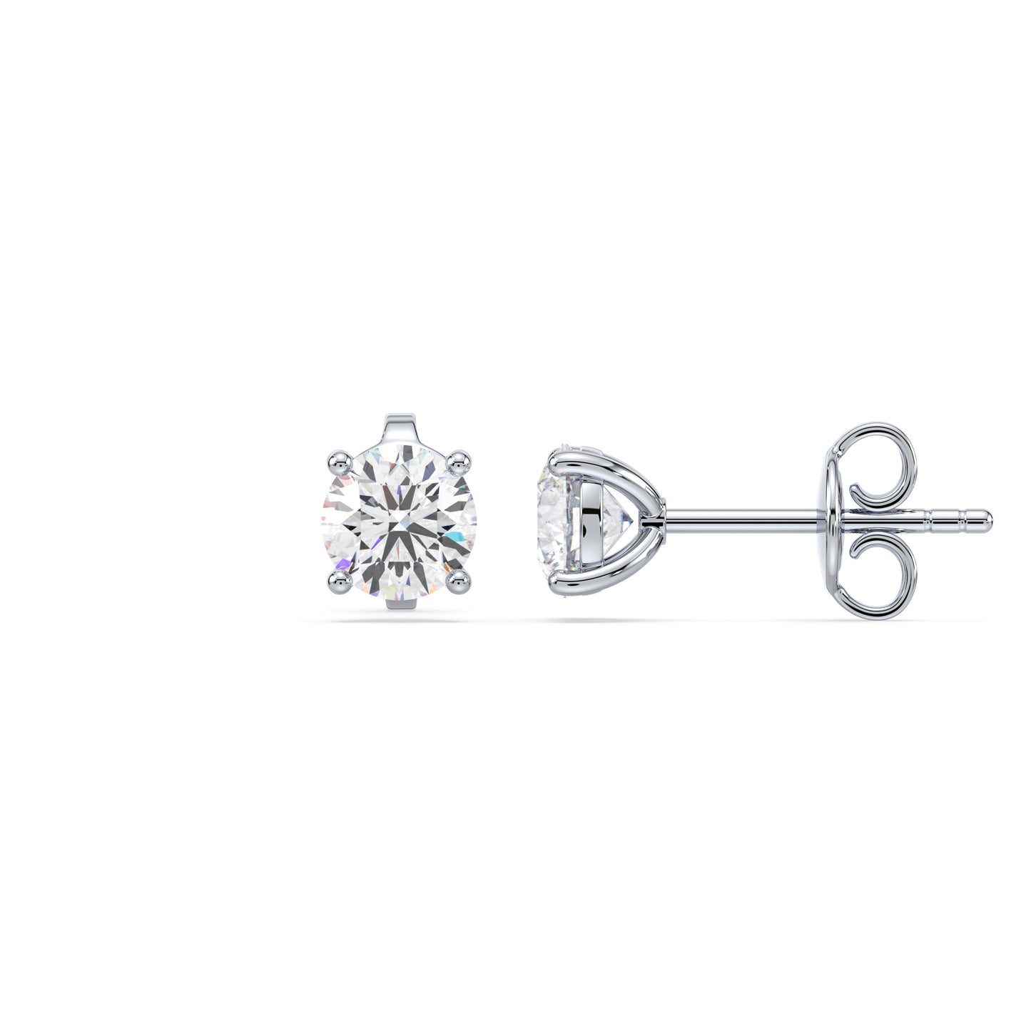 Elegant Two-Tone Solitaire Diamond Studs