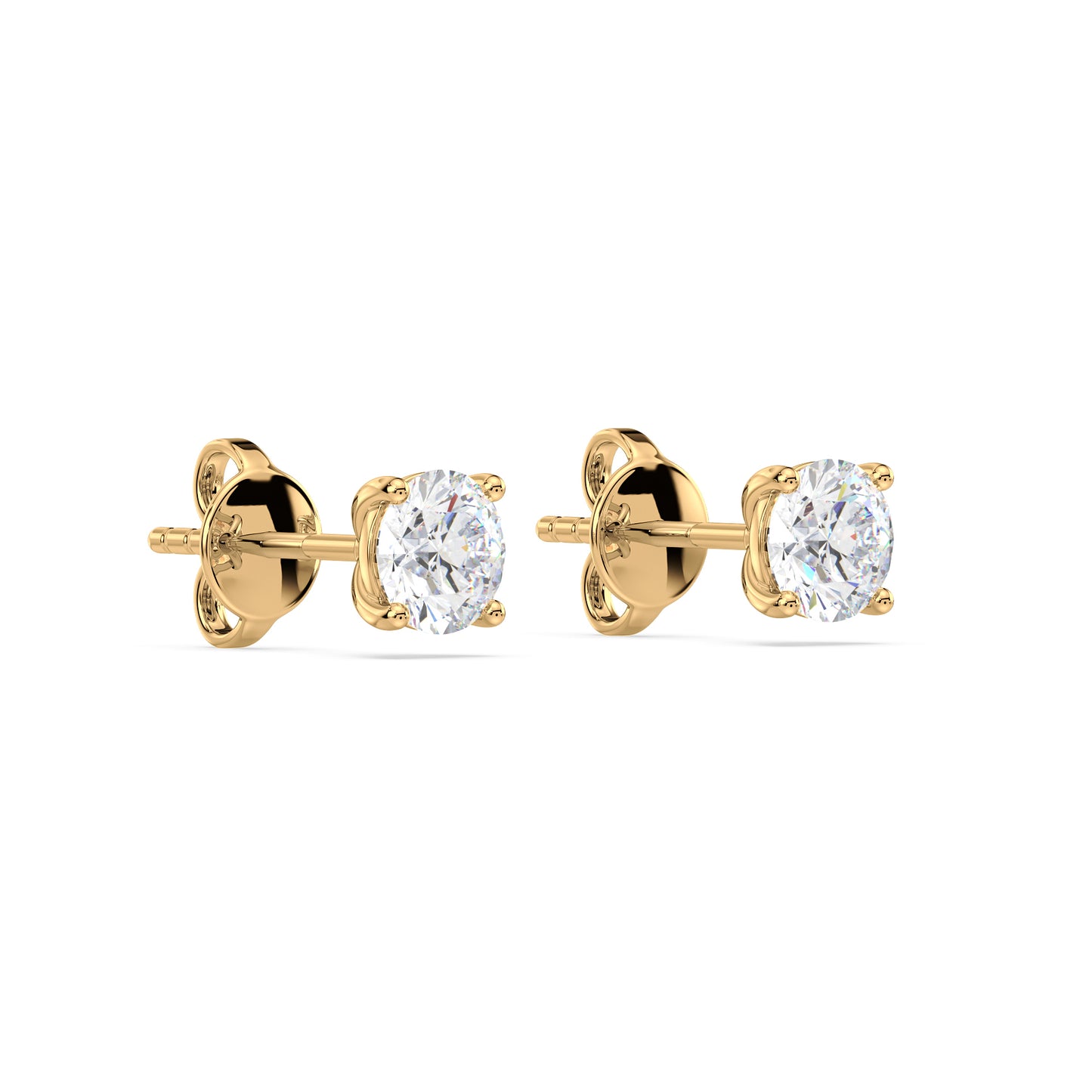 Elegant Two-Tone Solitaire Diamond Studs