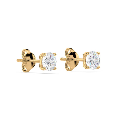 Elegant Two-Tone Solitaire Diamond Studs