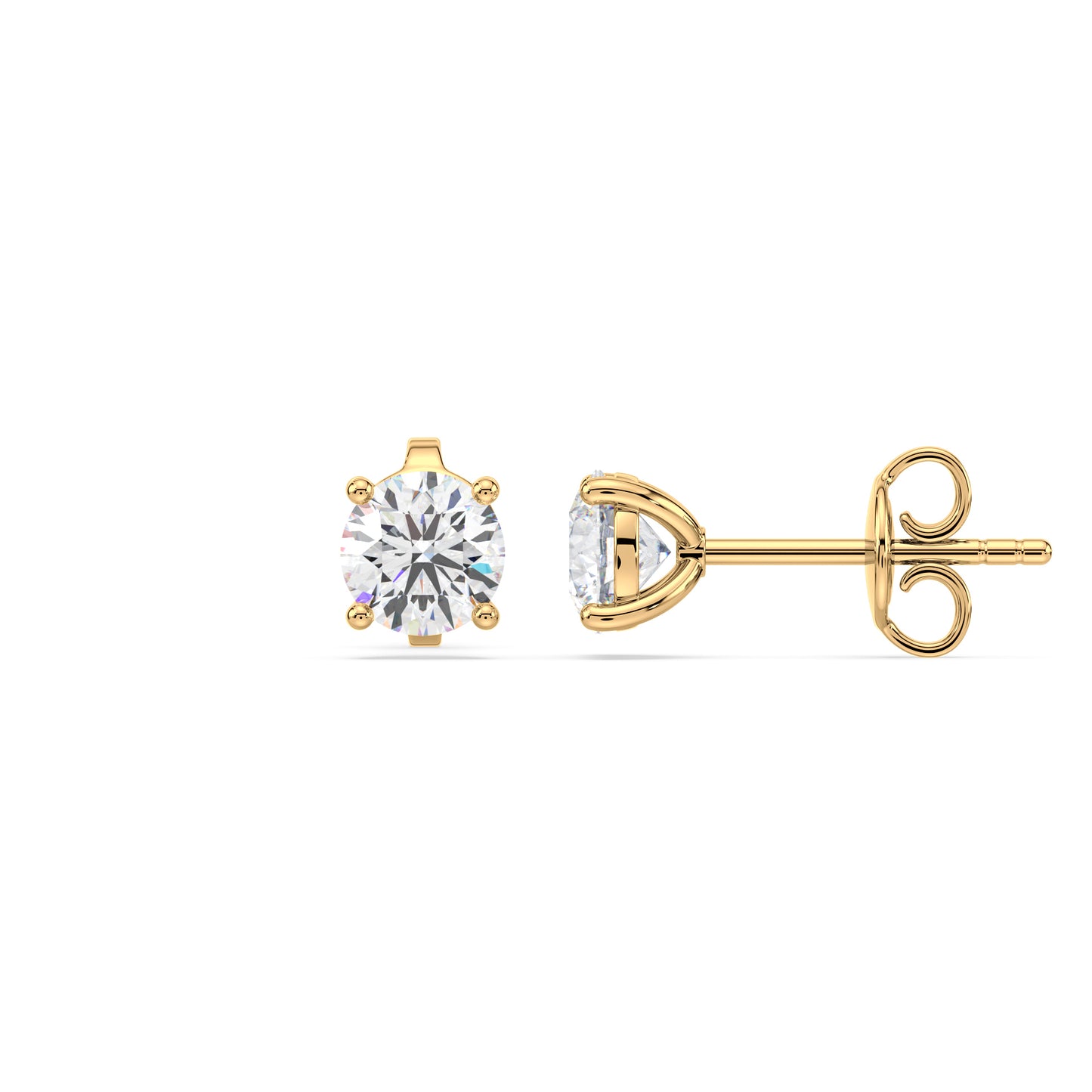 Elegant Two-Tone Solitaire Diamond Studs