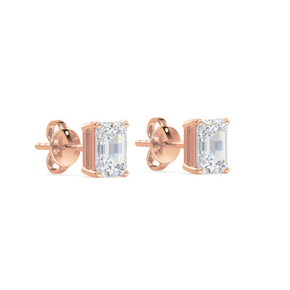 Emerald-Cut Diamond Stud Earrings