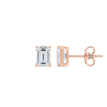 Emerald-Cut Diamond Stud Earrings