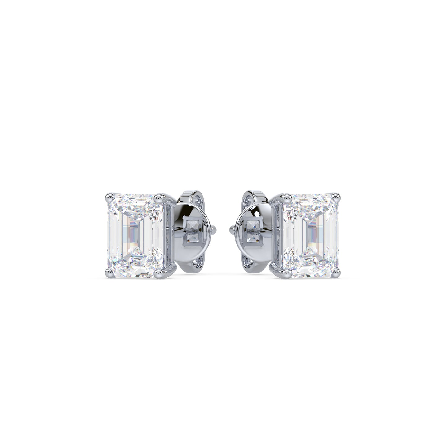 Emerald-Cut Diamond Stud Earrings
