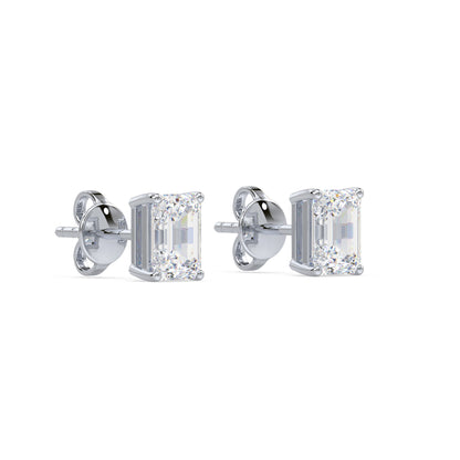 Emerald-Cut Diamond Stud Earrings