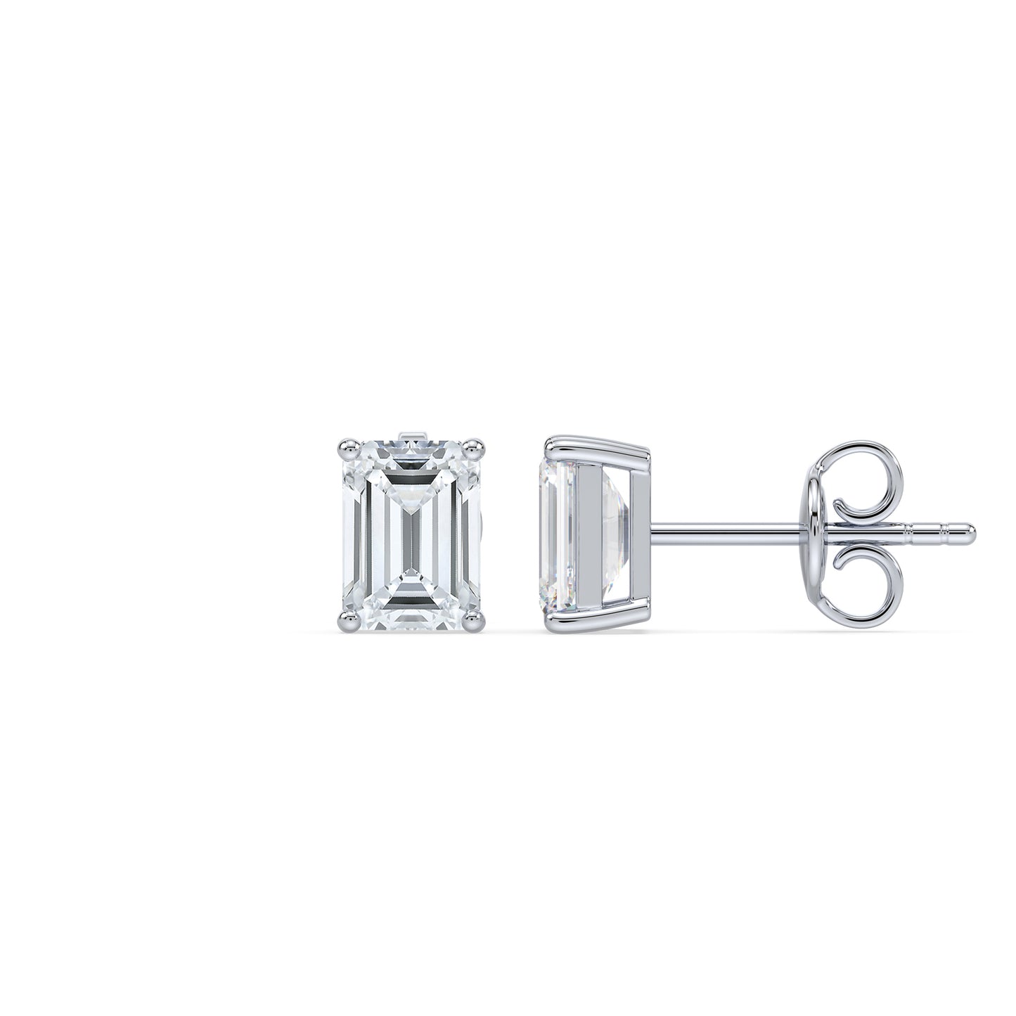Emerald-Cut Diamond Stud Earrings