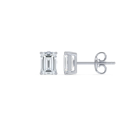 Emerald-Cut Diamond Stud Earrings