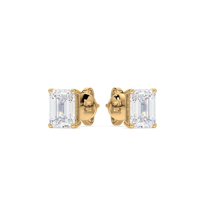 Emerald-Cut Diamond Stud Earrings