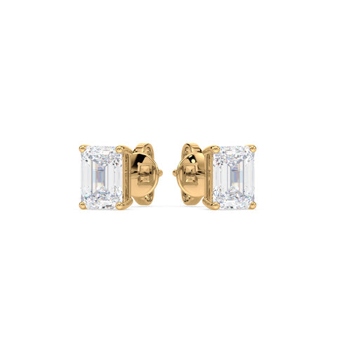 Emerald-Cut Diamond Stud Earrings