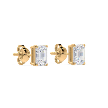 Emerald-Cut Diamond Stud Earrings