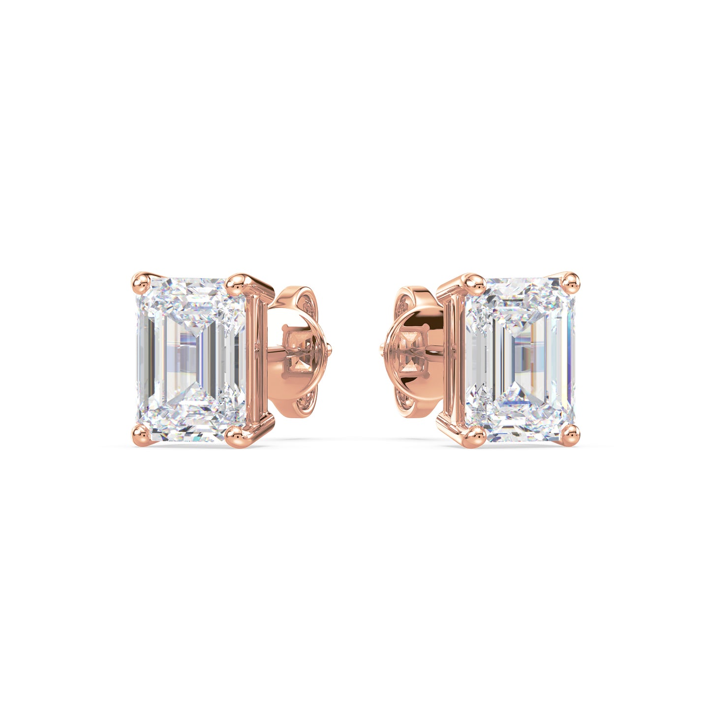 Bezel-Set Emerald Diamond Studs
