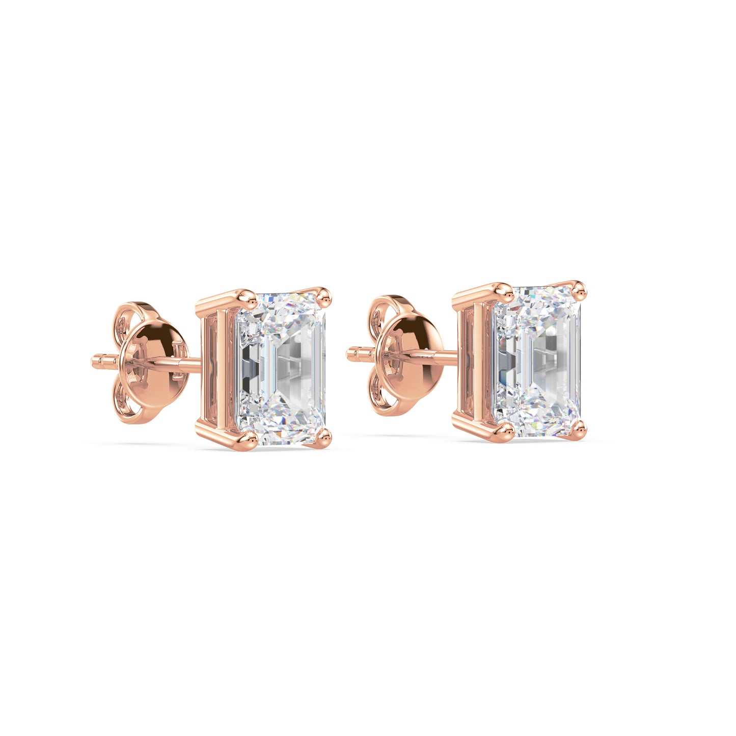 Bezel-Set Emerald Diamond Studs