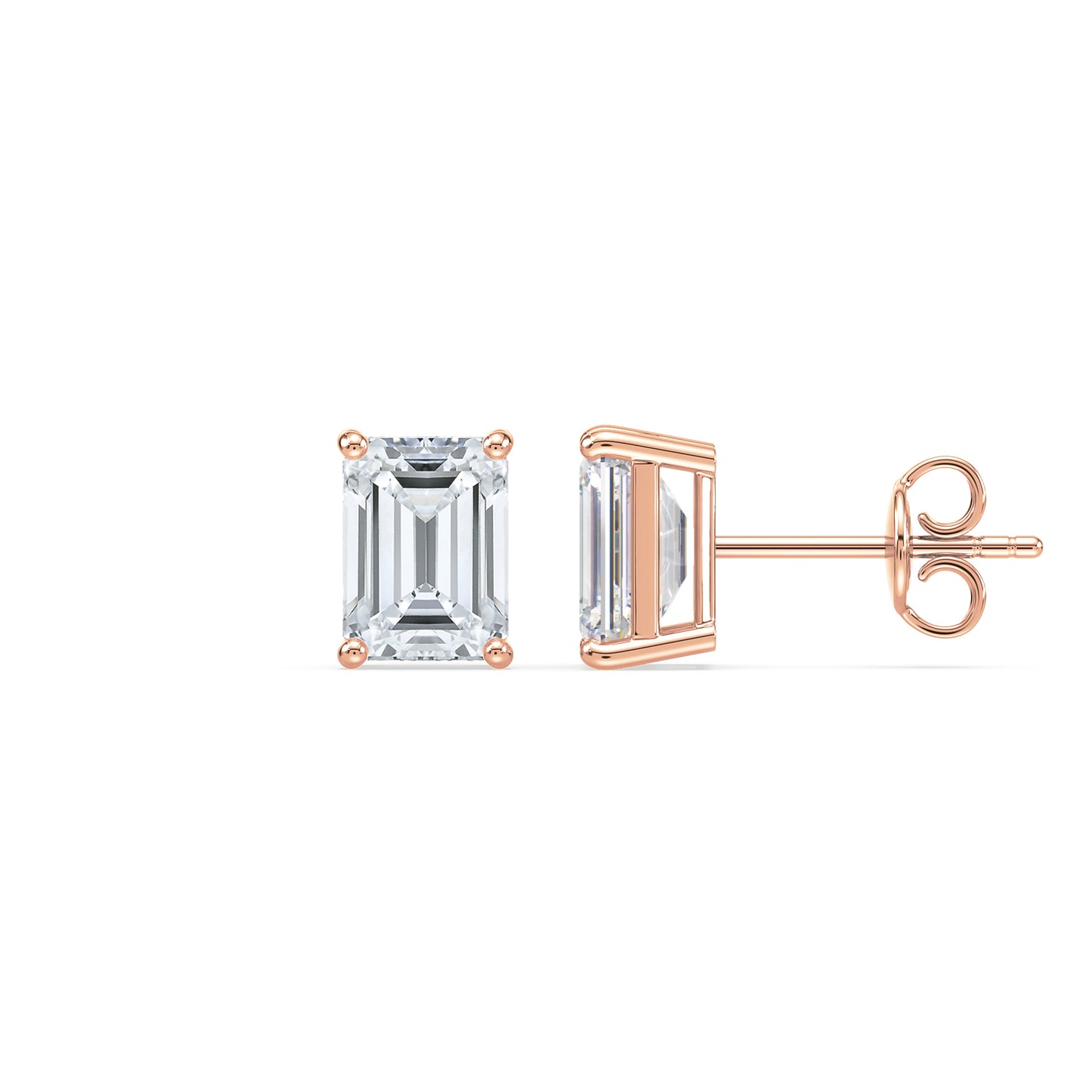 Bezel-Set Emerald Diamond Studs