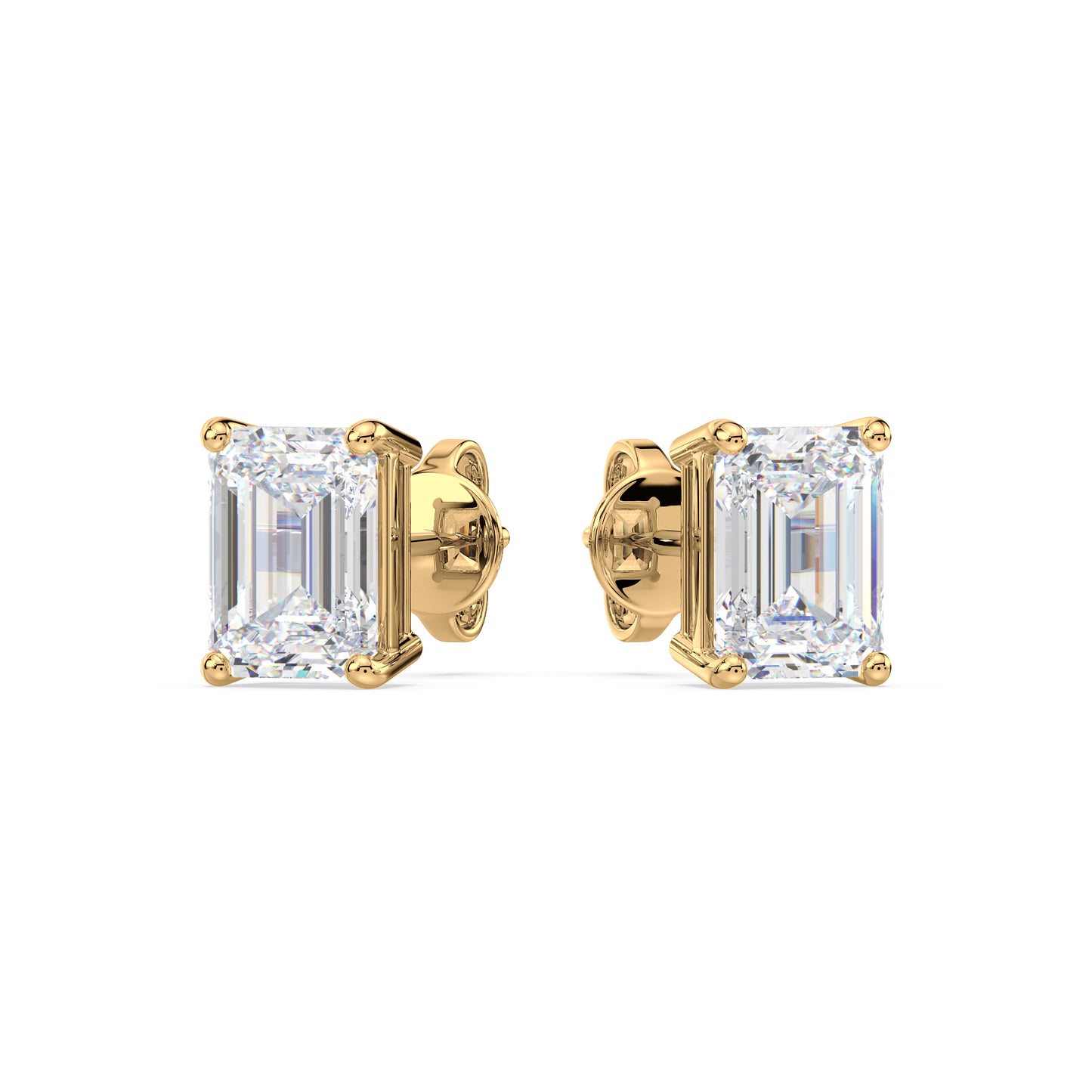 Bezel-Set Emerald Diamond Studs