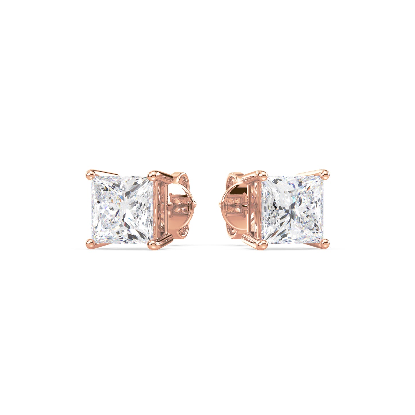 Princess Cut Stud Earrings
