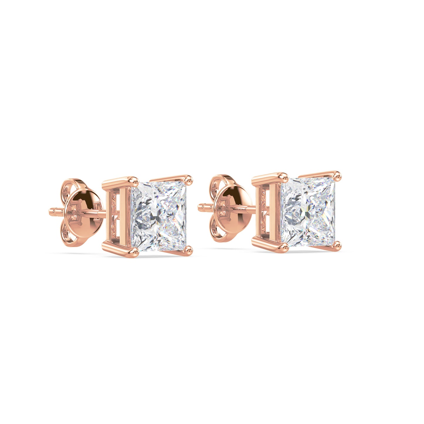 Princess Cut Stud Earrings
