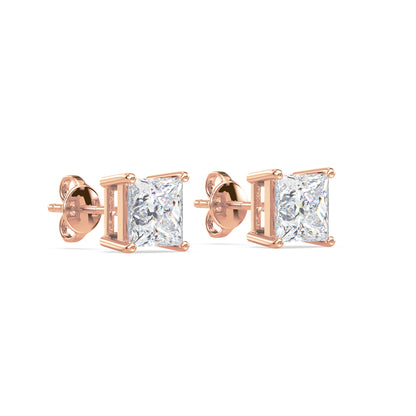 Princess Cut Stud Earrings