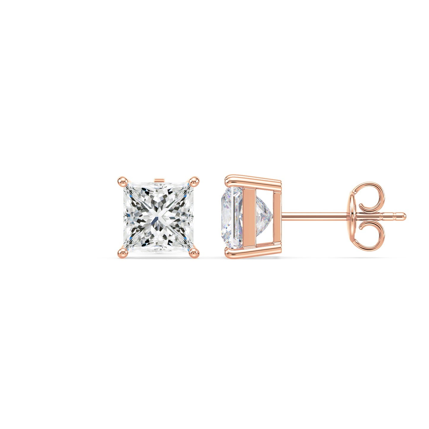 Princess Cut Stud Earrings