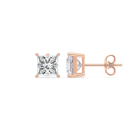 Princess Cut Stud Earrings
