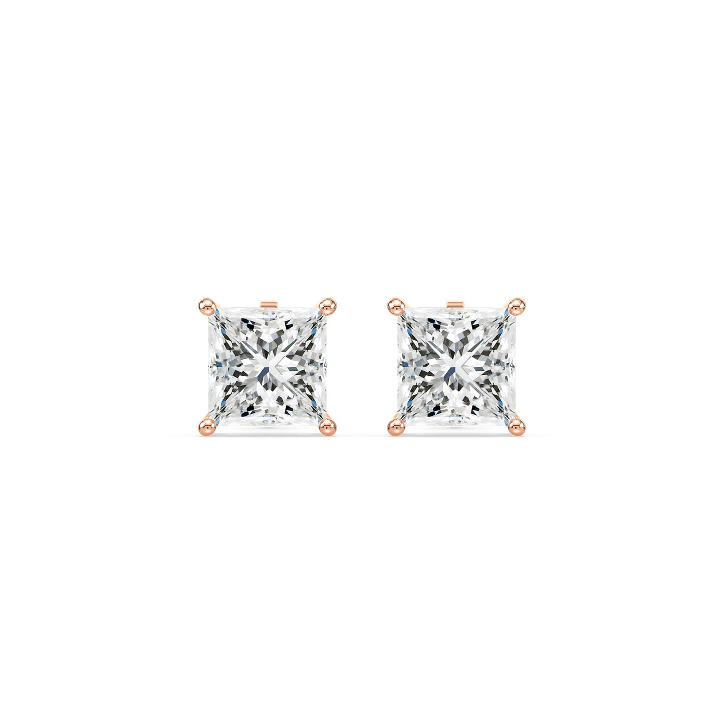 Princess Cut Stud Earrings