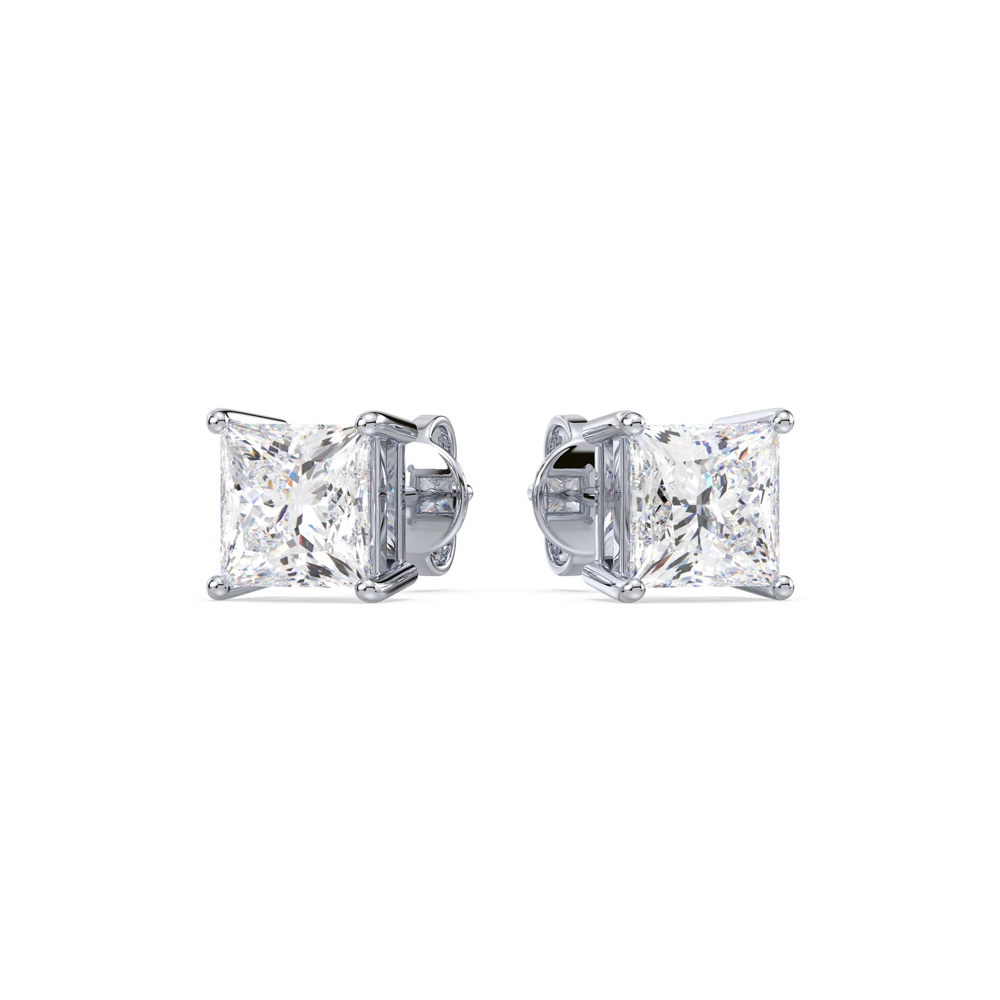 Princess Cut Stud Earrings