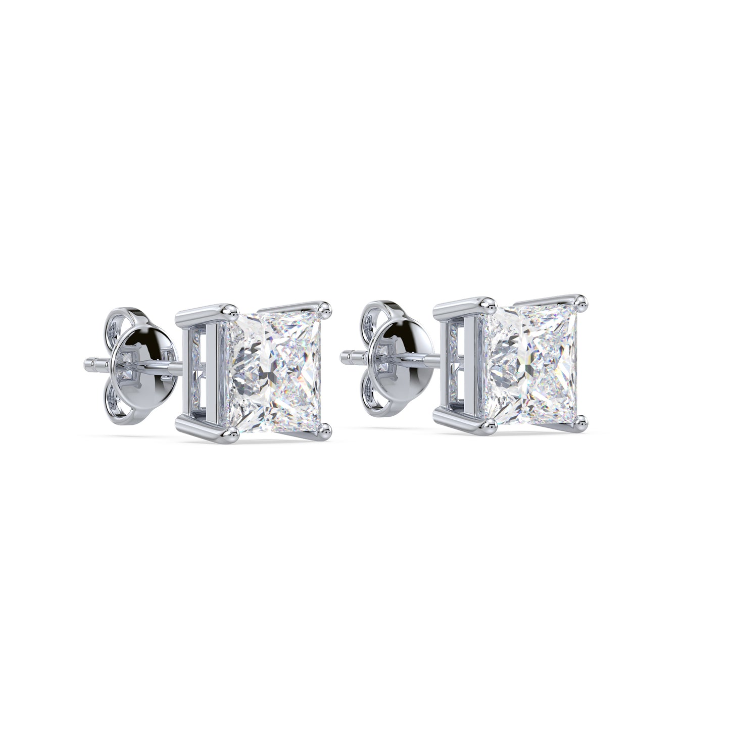 Princess Cut Stud Earrings