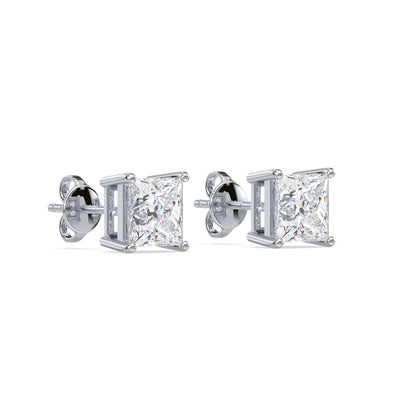 Princess Cut Stud Earrings