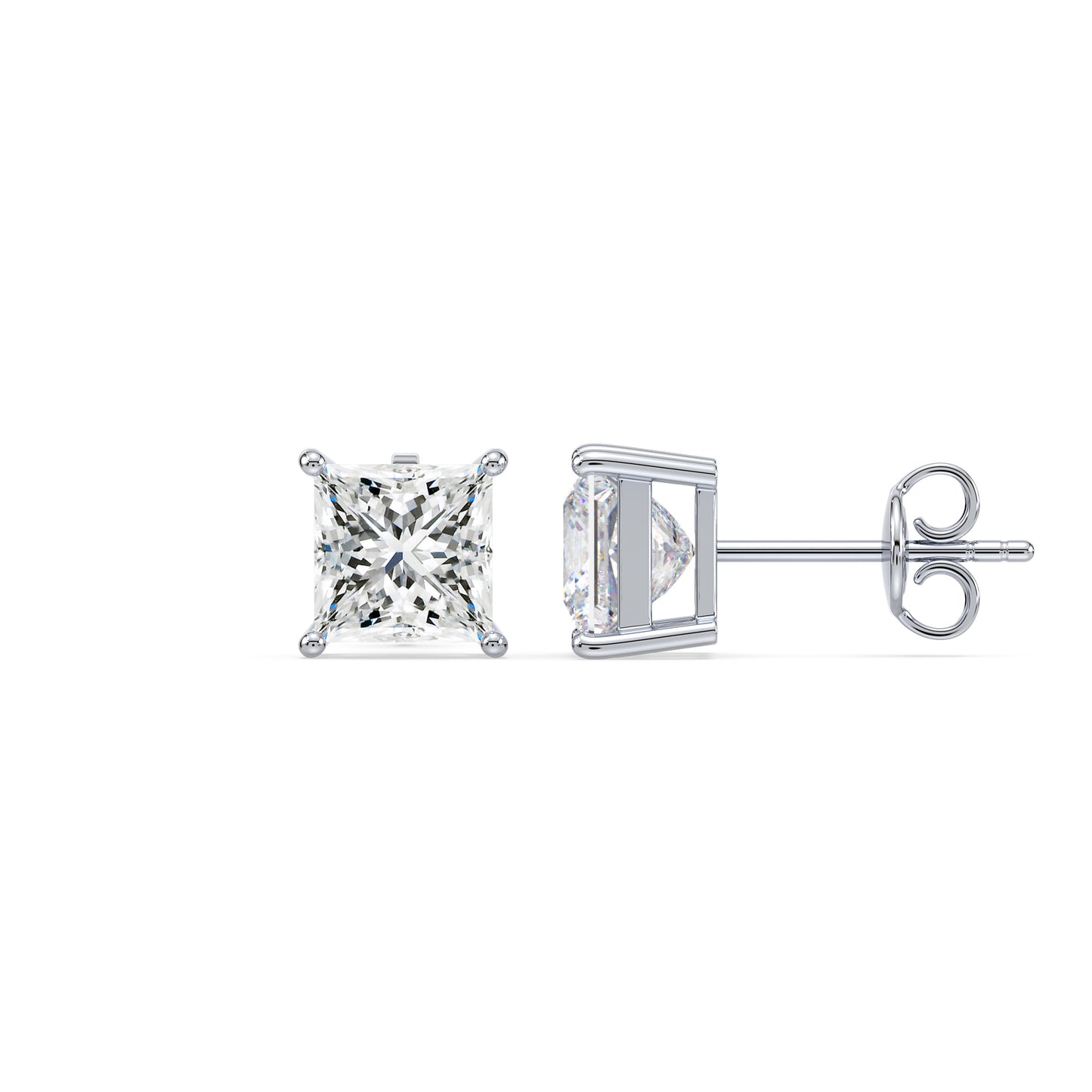 Princess Cut Stud Earrings
