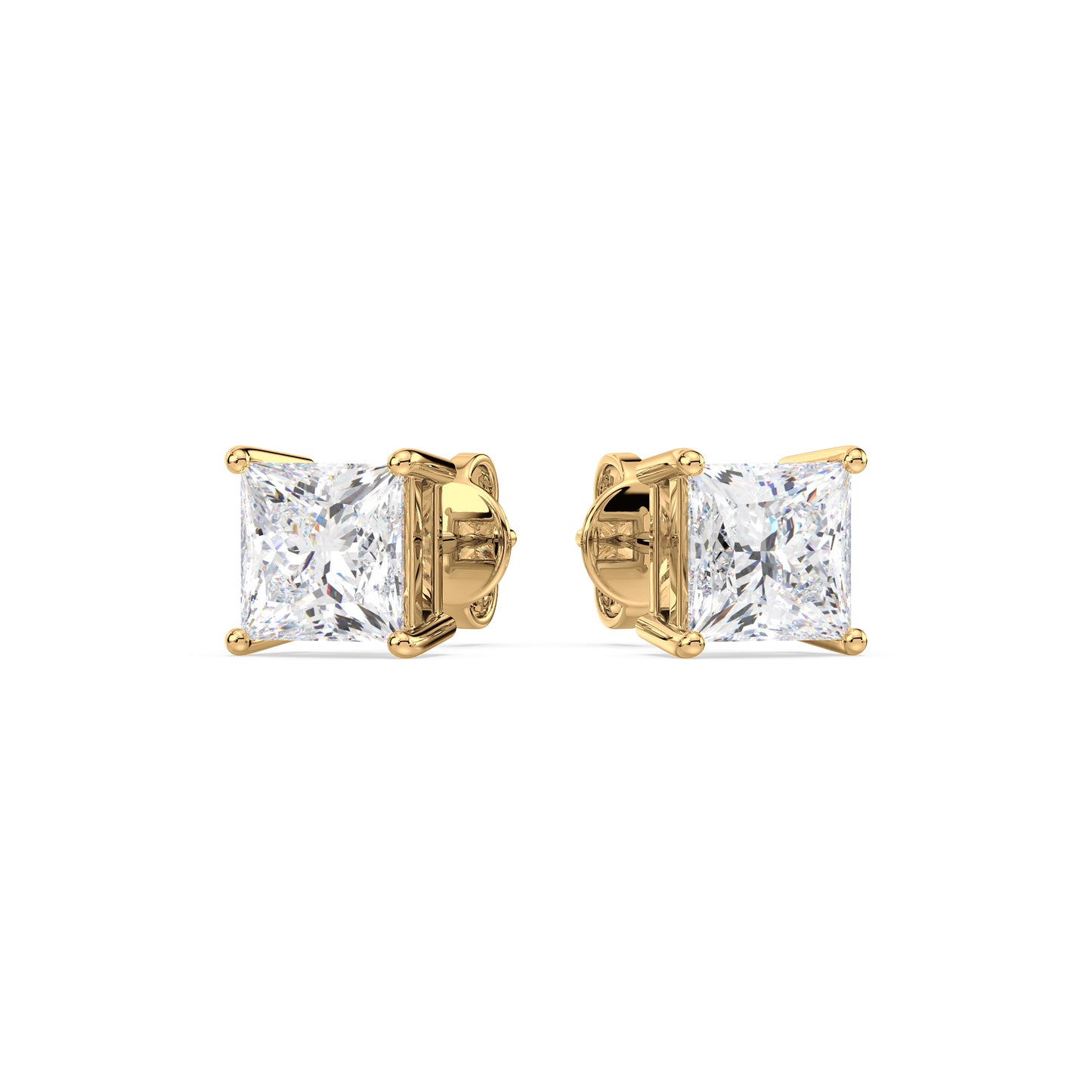 Princess Cut Stud Earrings