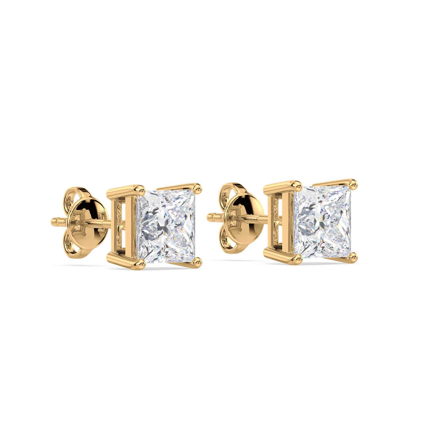Princess Cut Stud Earrings